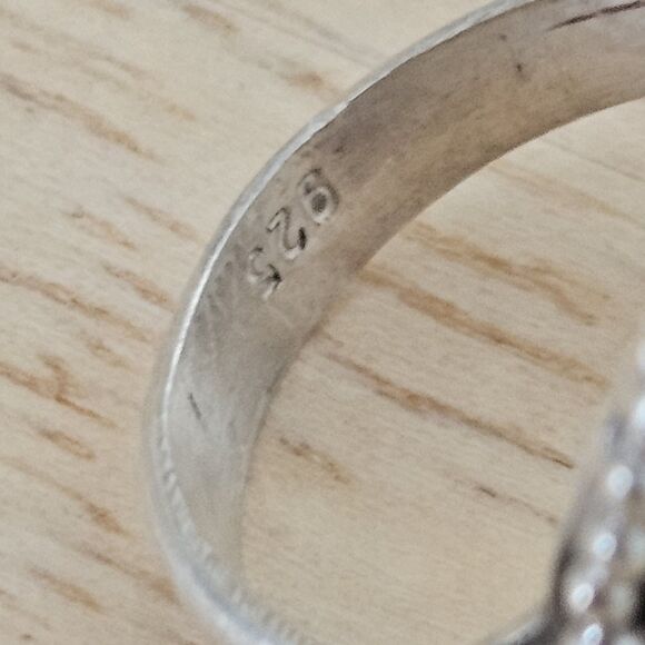 Amethyst 925 Silver Ring Size 6 Ornate Jewelry Purple Birthstone Oval - Picture 4 of 7